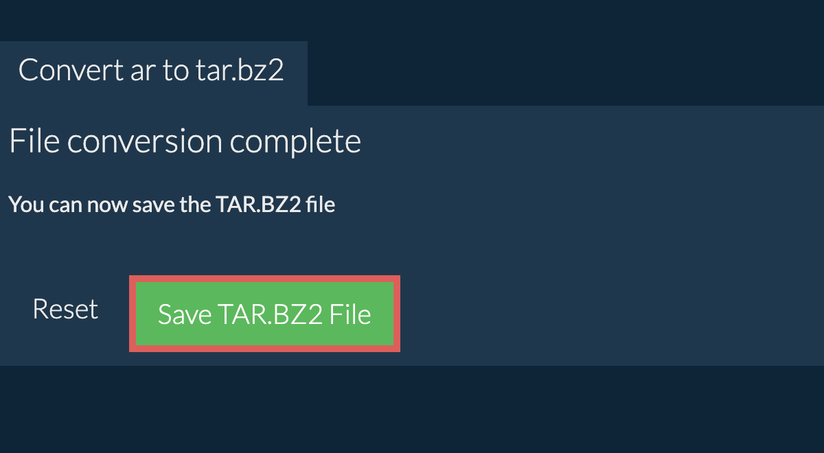 Save TAR.BZ2 File