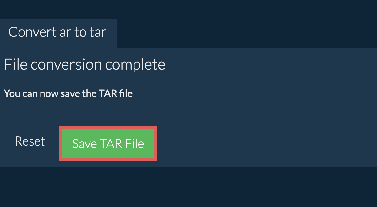 Save tar File