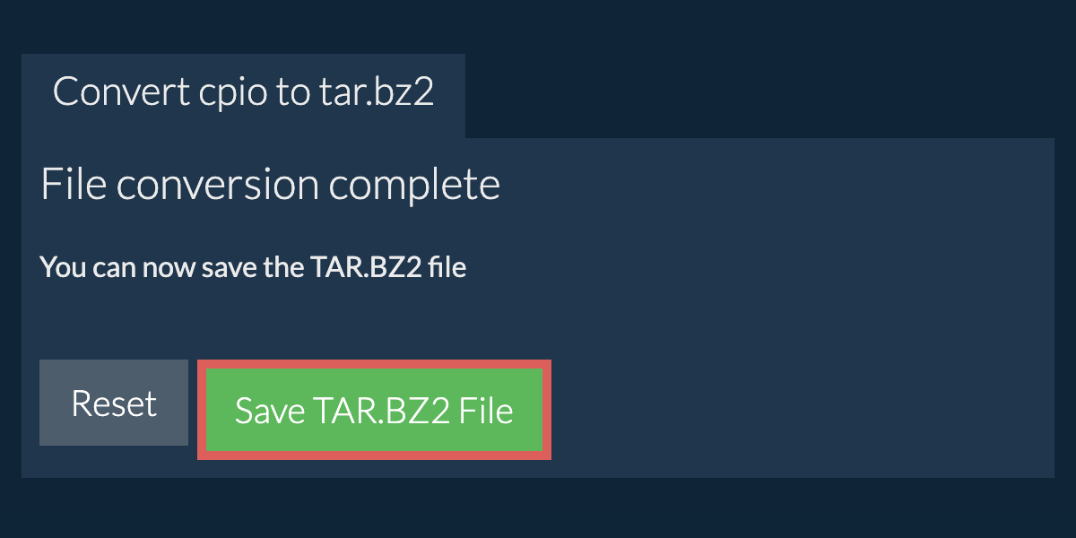 Save tar.bz2 File