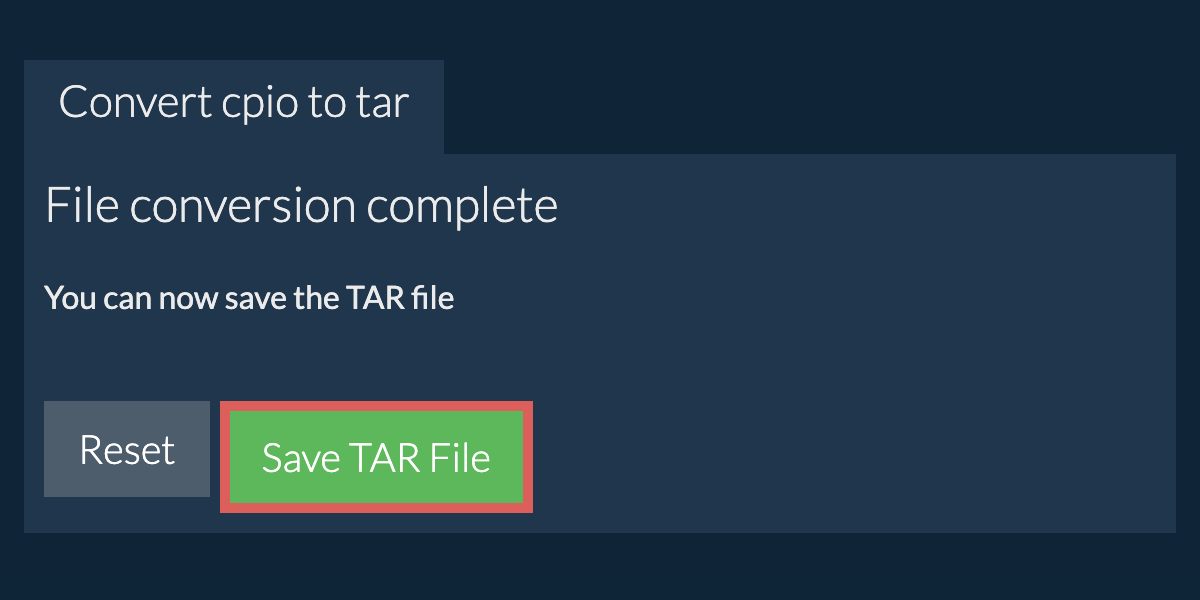 Save tar File