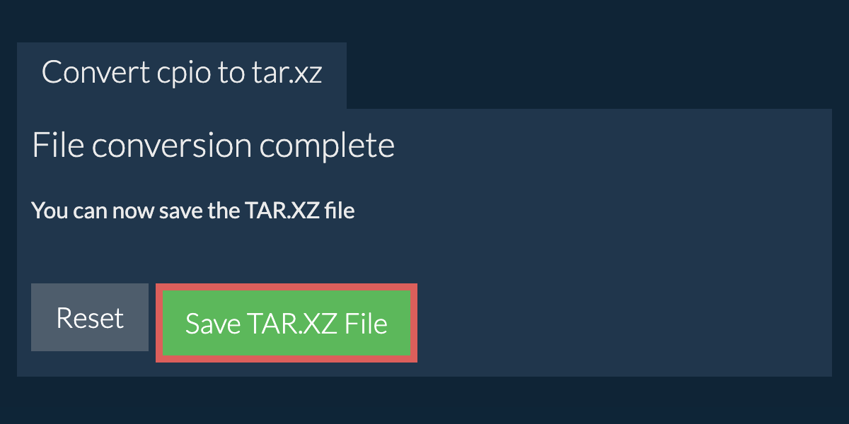 Save tar.xz File