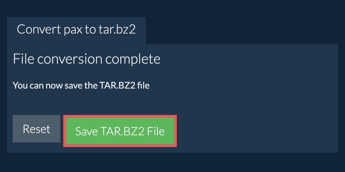 Save TAR.BZ2 File
