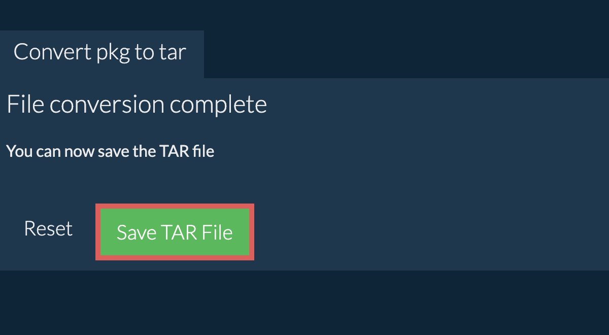 Save tar File