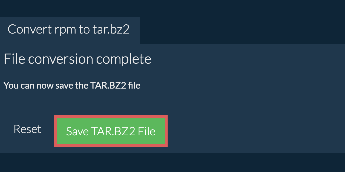 Save tar.bz2 File