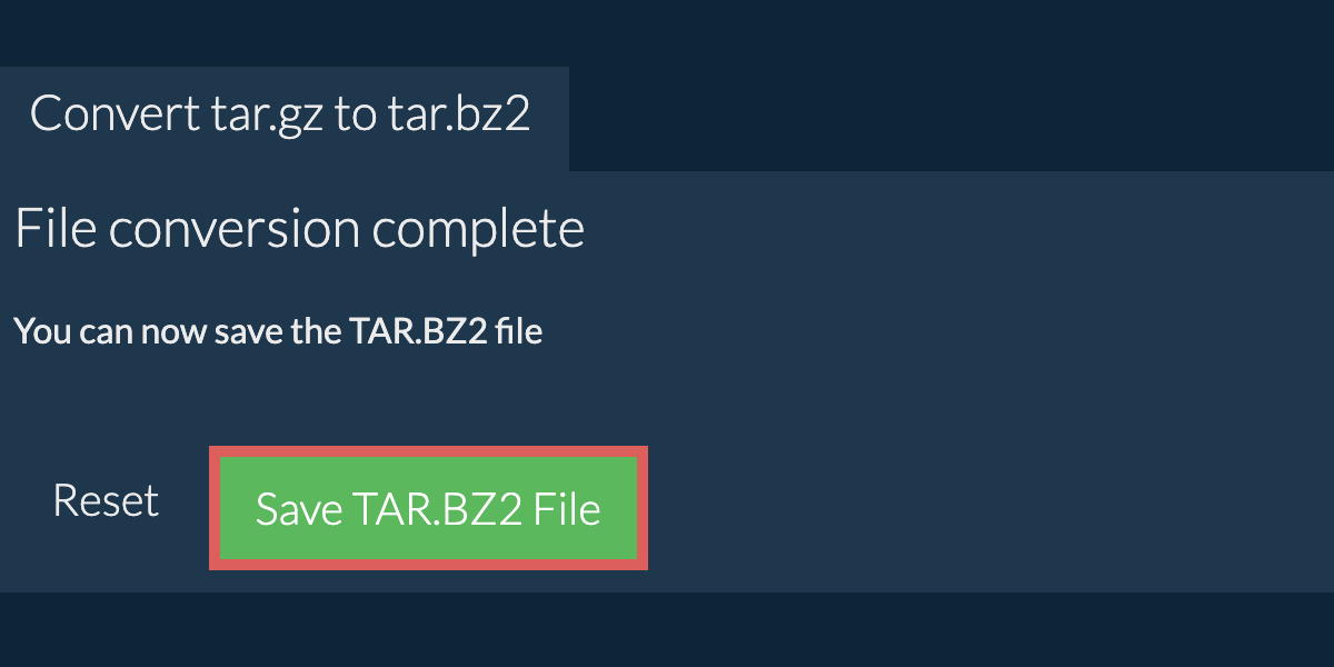 Save tar.bz2 File