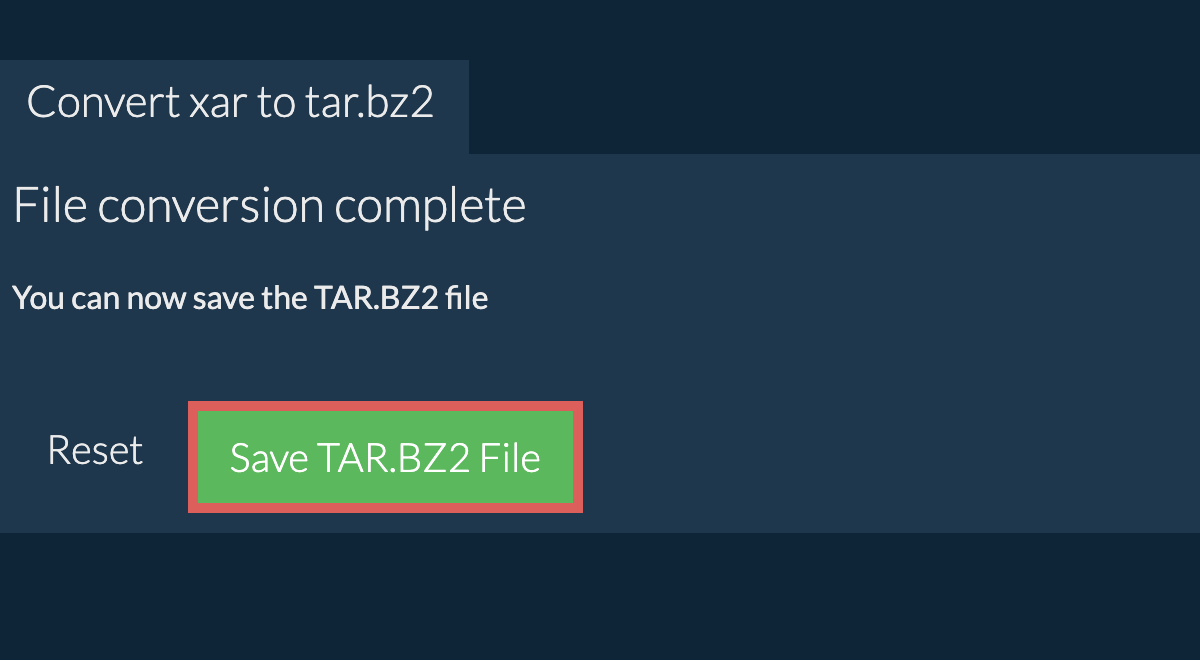 Save TAR.BZ2 File