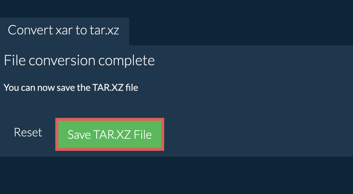 Save TAR.XZ File