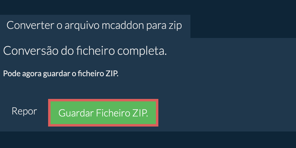 Guardar ficheiro zip