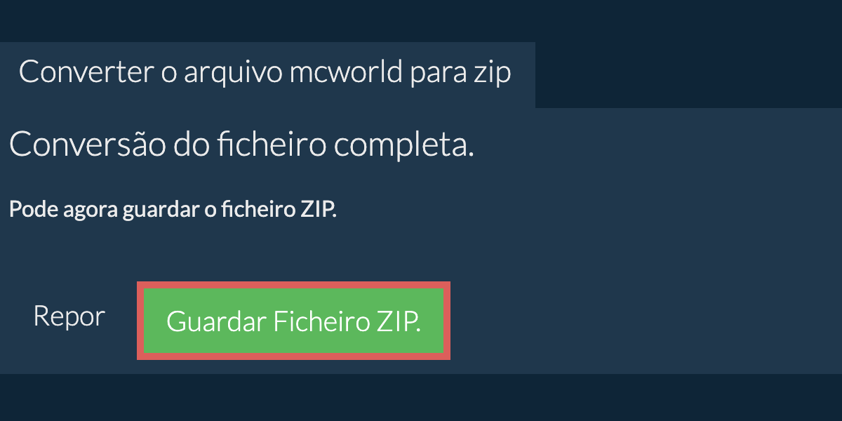 Guardar ficheiro zip