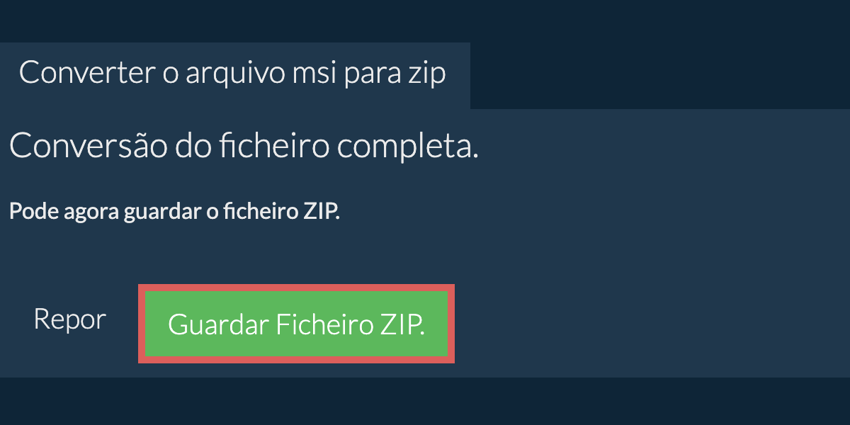 Guardar ficheiro zip