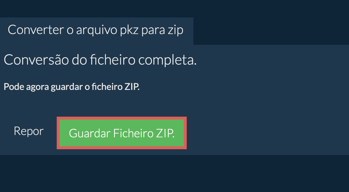 Guardar ficheiro zip