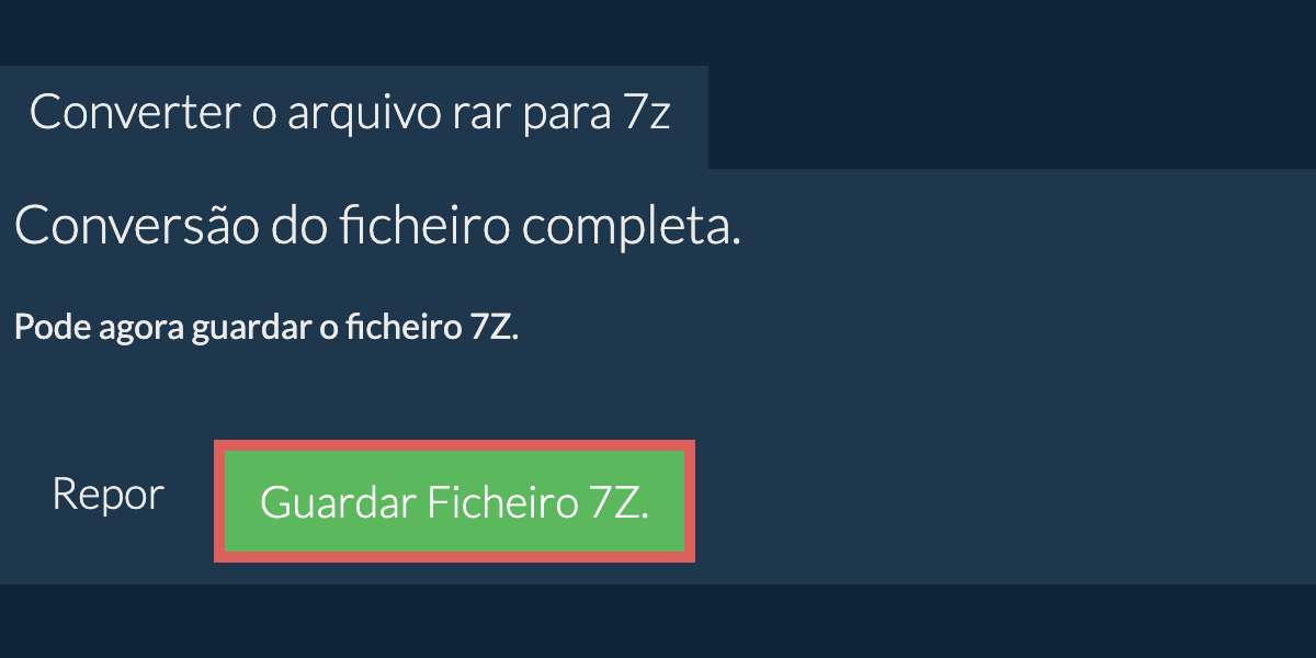 Guardar ficheiro 7z