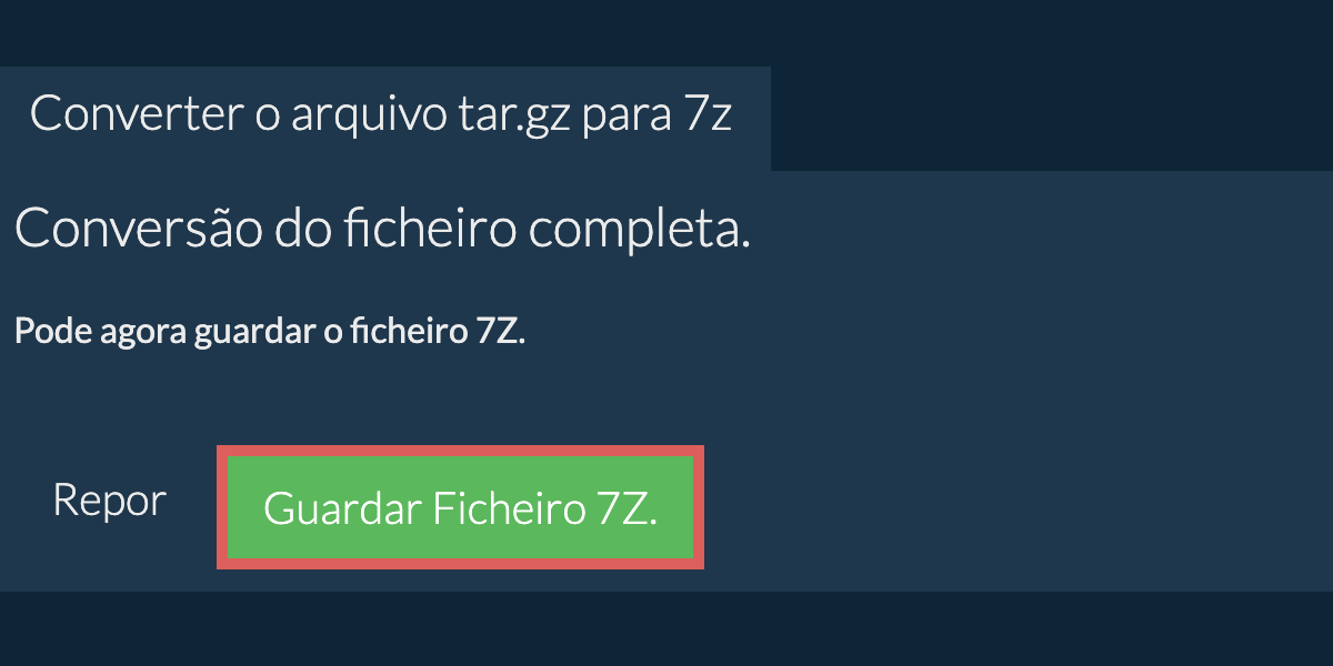 Guardar ficheiro 7z