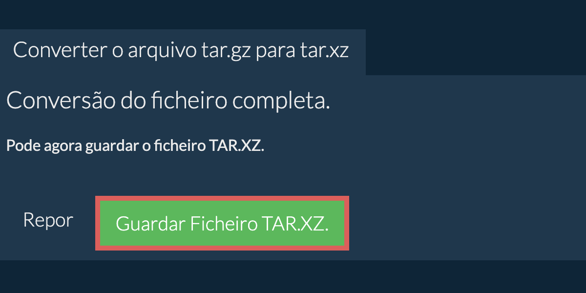 Guardar ficheiro tar.xz