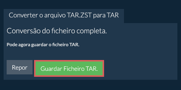 Guardar ficheiro TAR