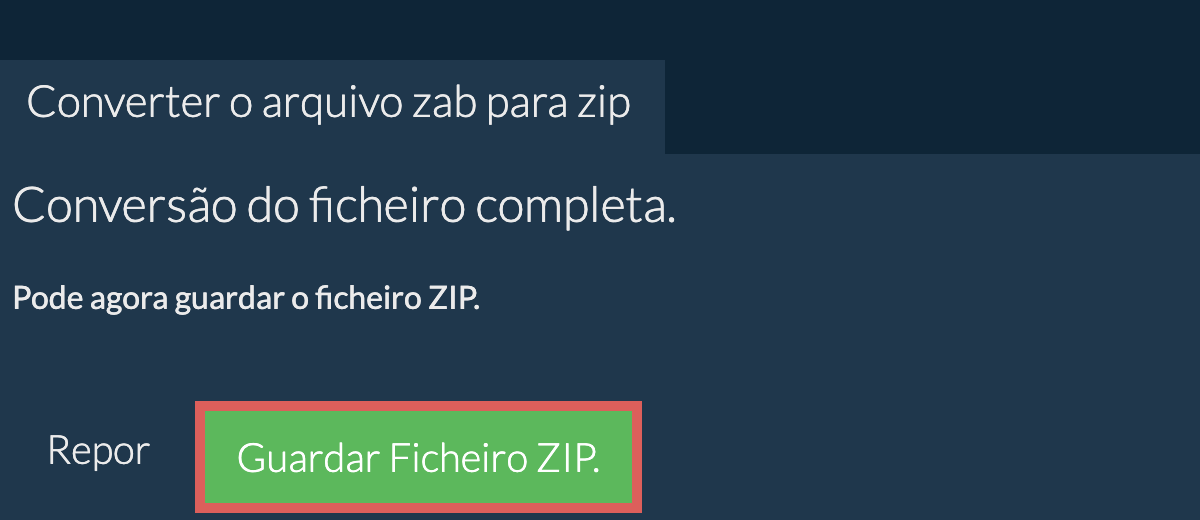 Guardar ficheiro zip