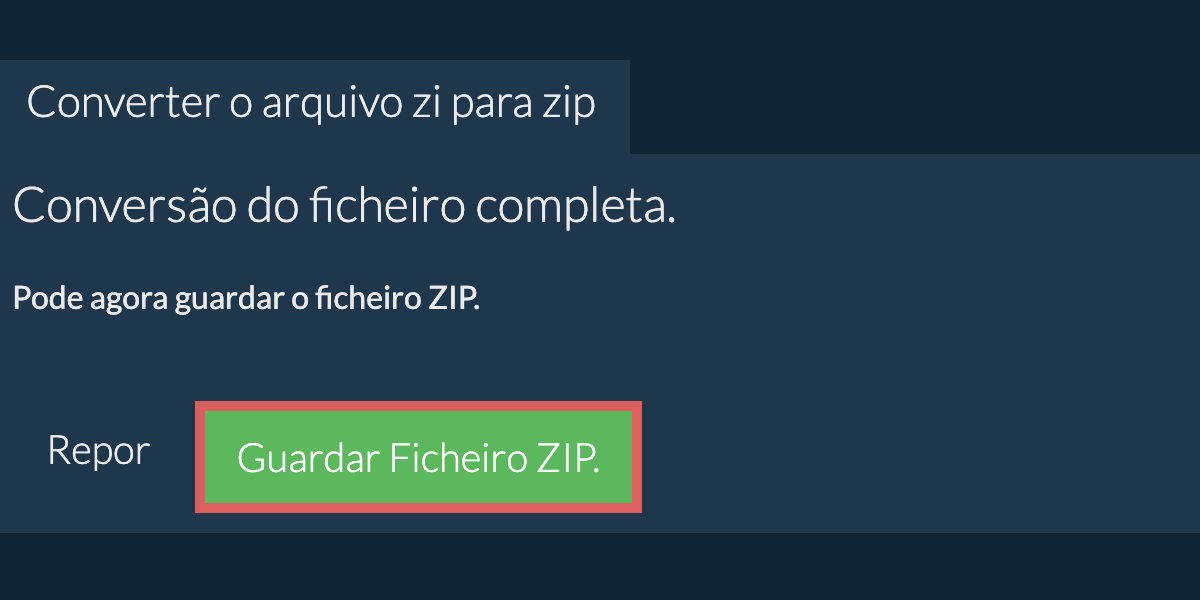 Guardar ficheiro zip