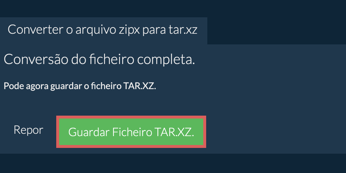 Guardar ficheiro tar.xz