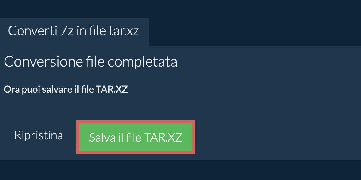 Salva file tar.xz