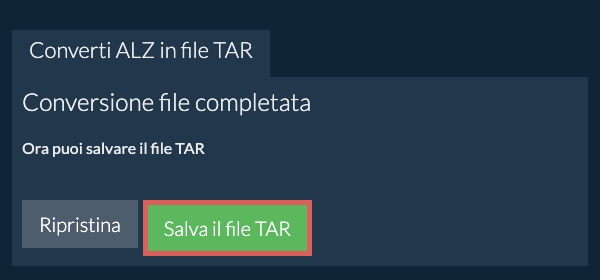 Salva file TAR
