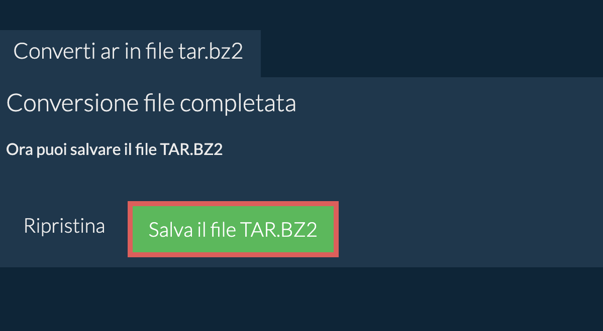 Salva file TAR.BZ2