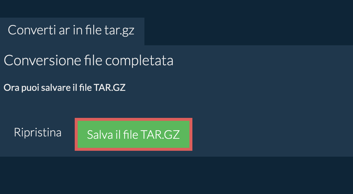 Salva file TAR.GZ