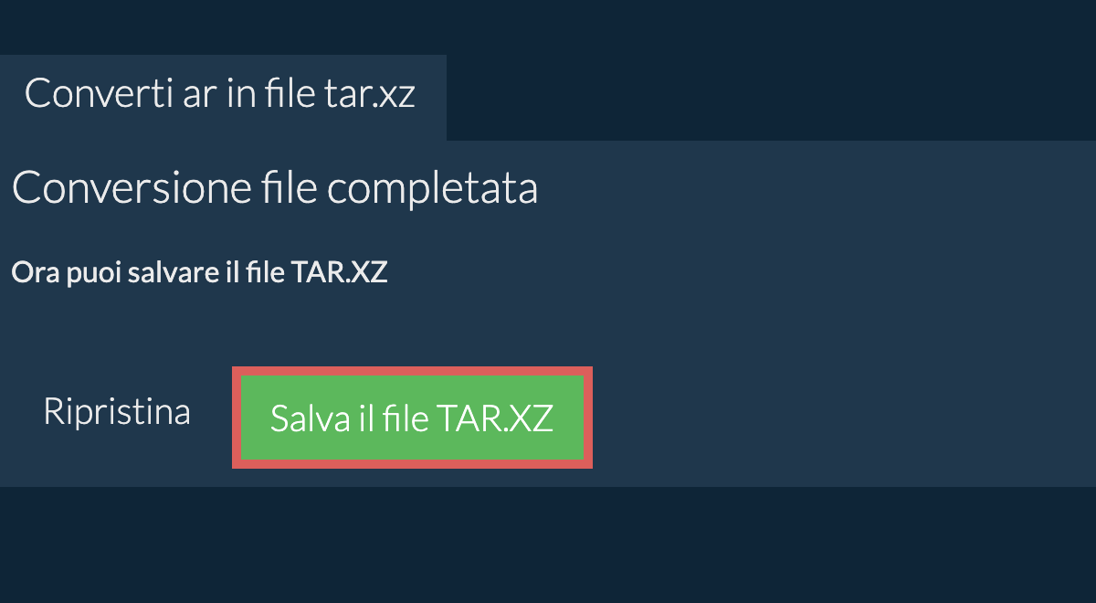Salva file TAR.XZ