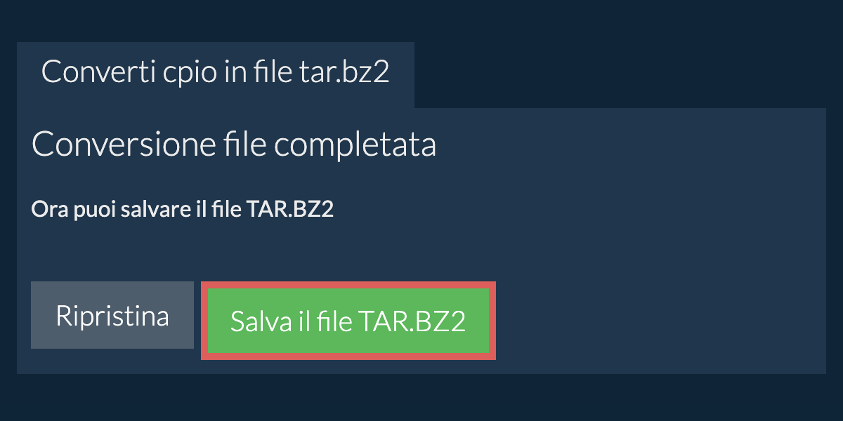 Salva file tar.bz2