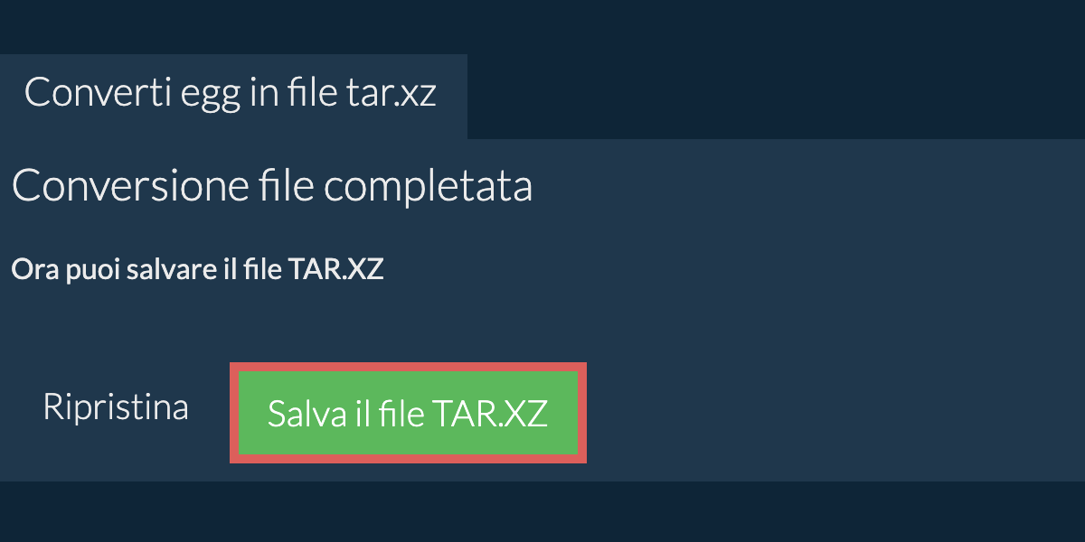 Salva file tar.xz