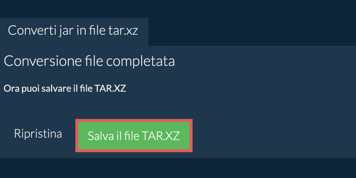 Salva file tar.xz