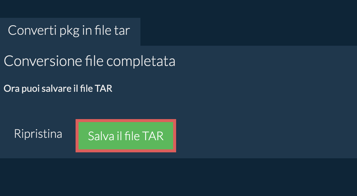 Salva file tar