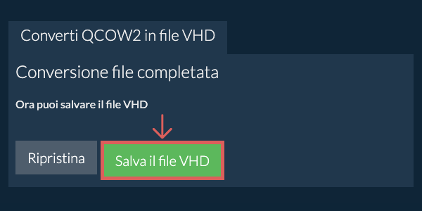 Salva file VHD