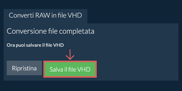 Salva file VHD