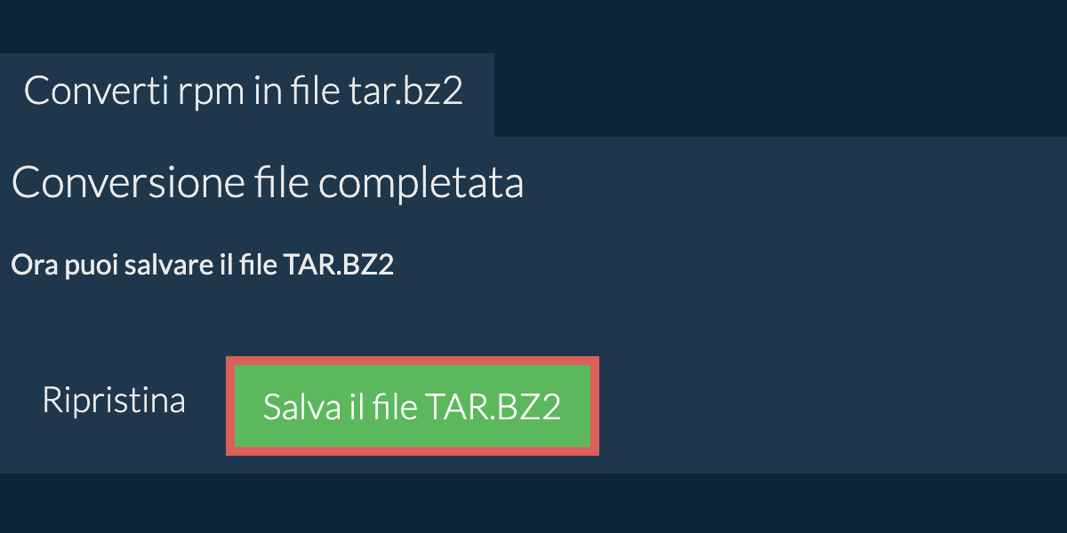 Salva file tar.bz2