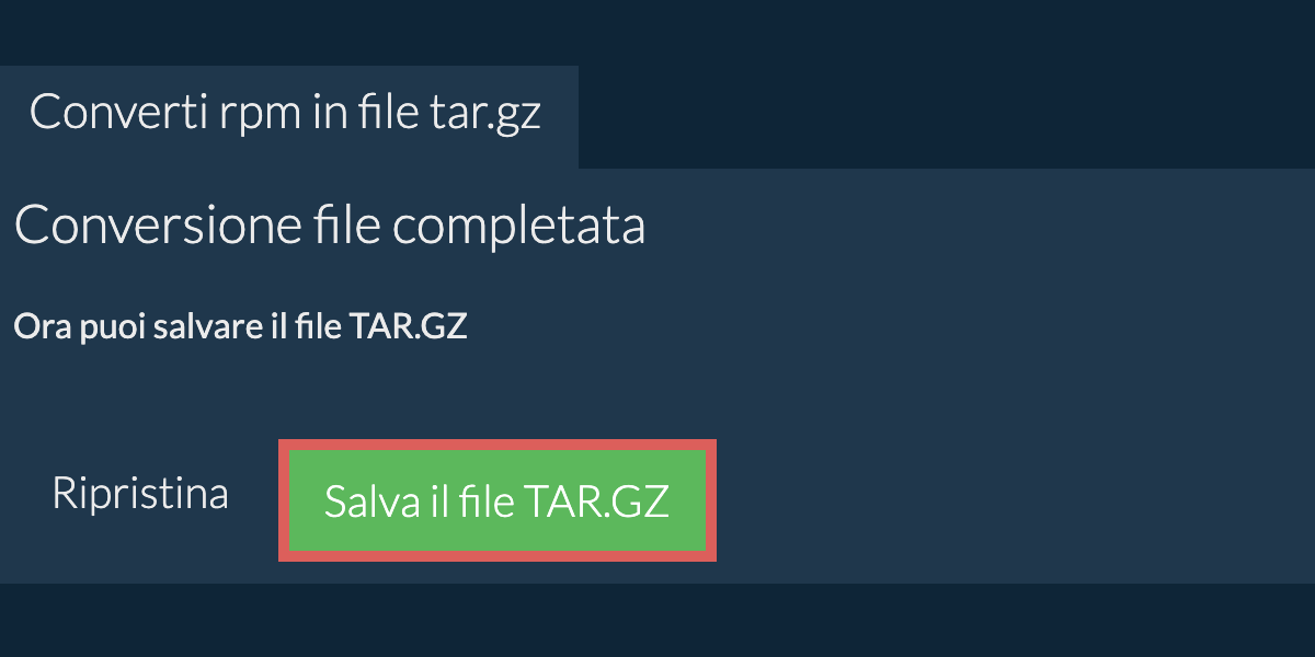 Salva file tar.gz