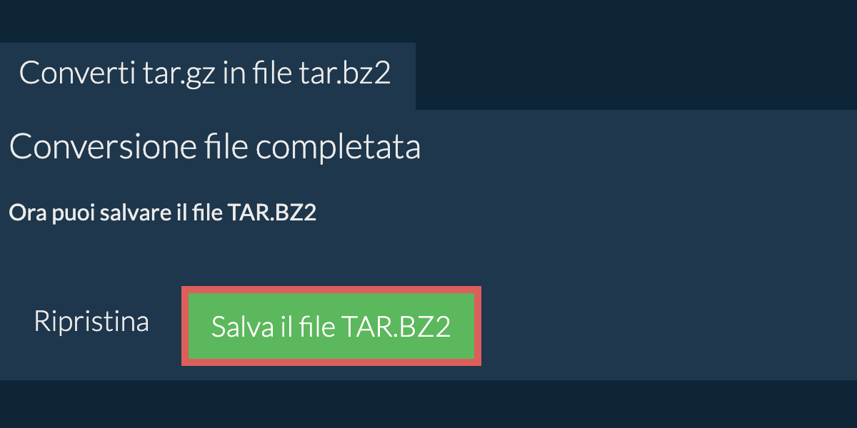 Salva file tar.bz2