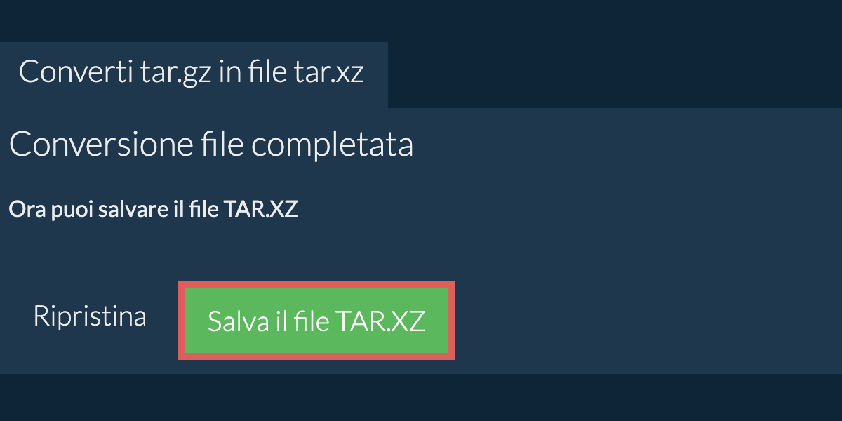 Salva file tar.xz