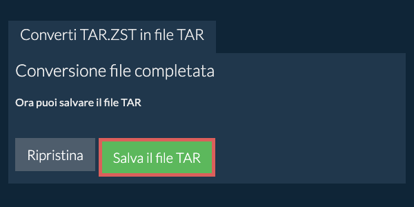 Salva file TAR
