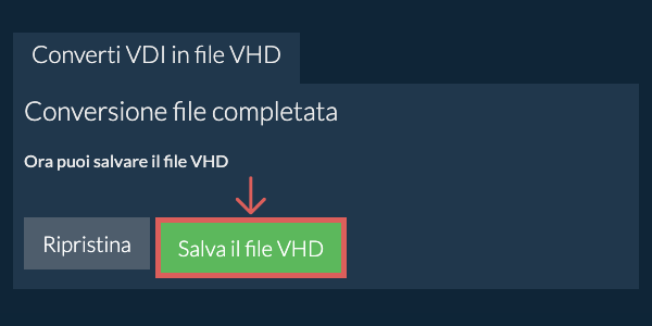Salva file VHD