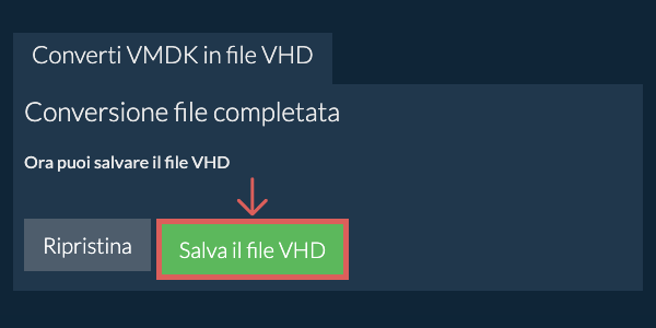 Salva file VHD