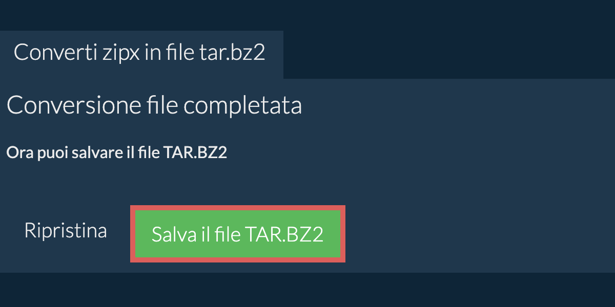Salva file tar.bz2