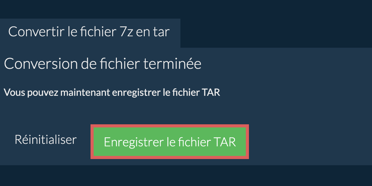 Enregistrer le fichier tar