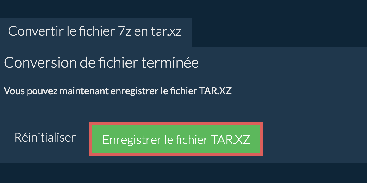 Enregistrer le fichier tar.xz