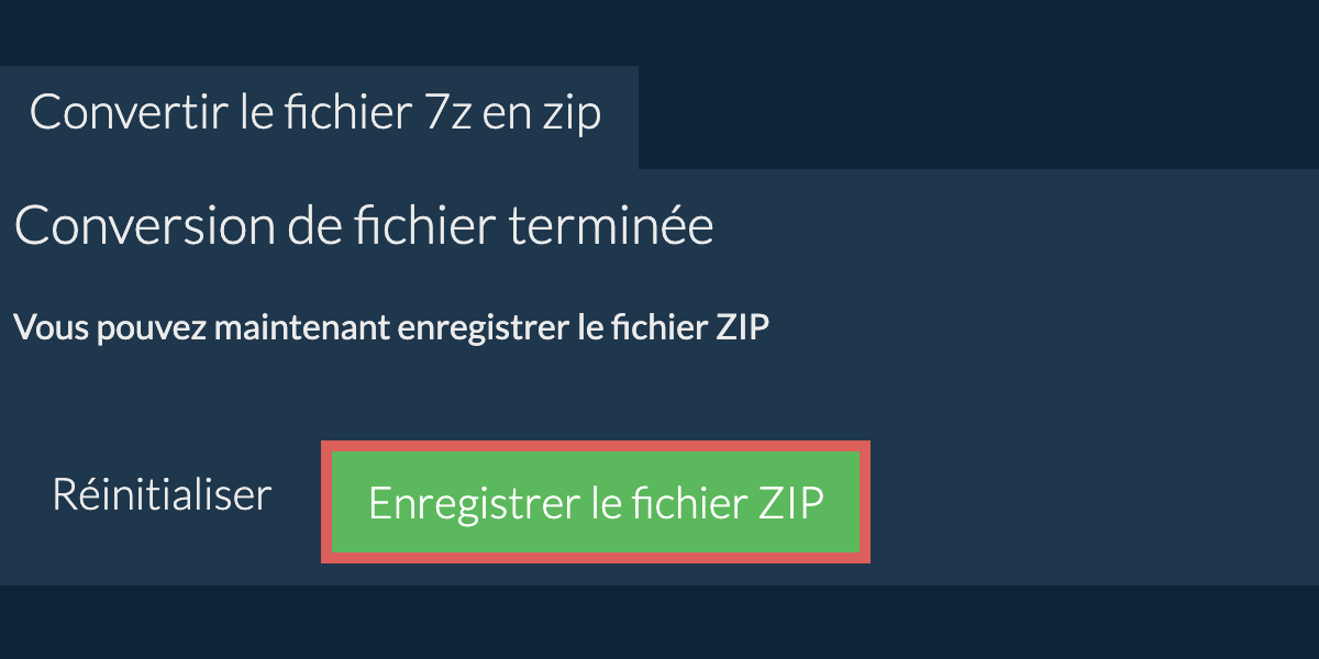 Enregistrer le fichier zip