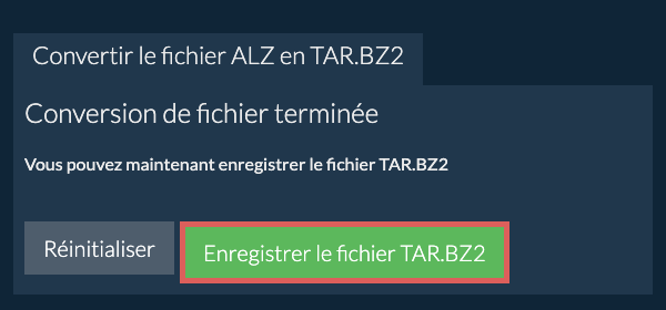 Enregistrer le fichier TAR.BZ2