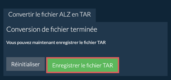 Enregistrer le fichier TAR