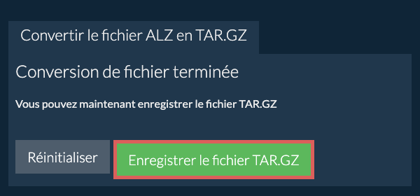 Enregistrer le fichier TAR.GZ