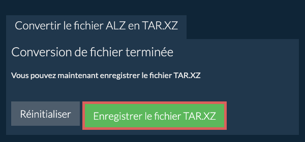 Enregistrer le fichier TAR.XZ