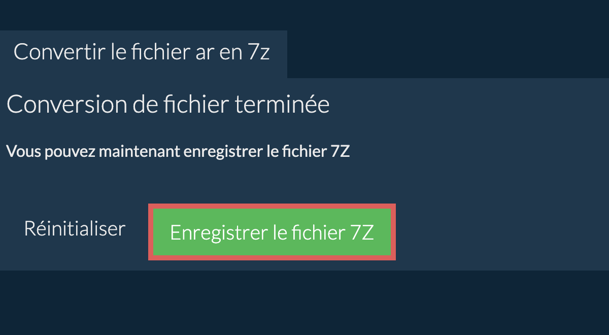 Enregistrer le fichier 7Z