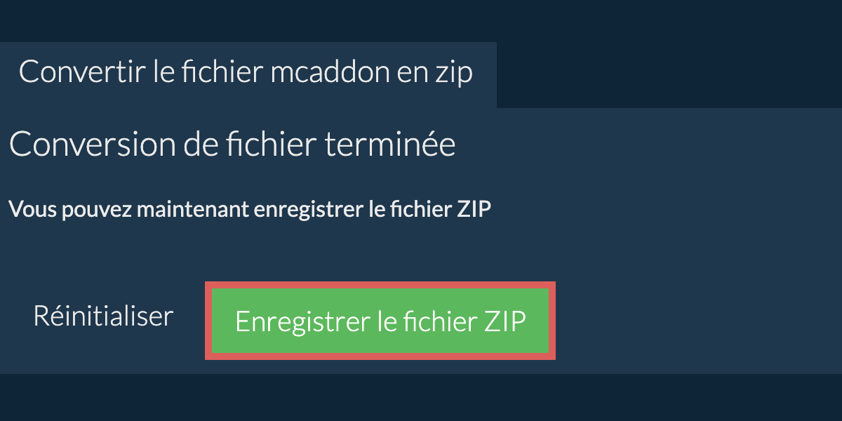 Enregistrer le fichier zip